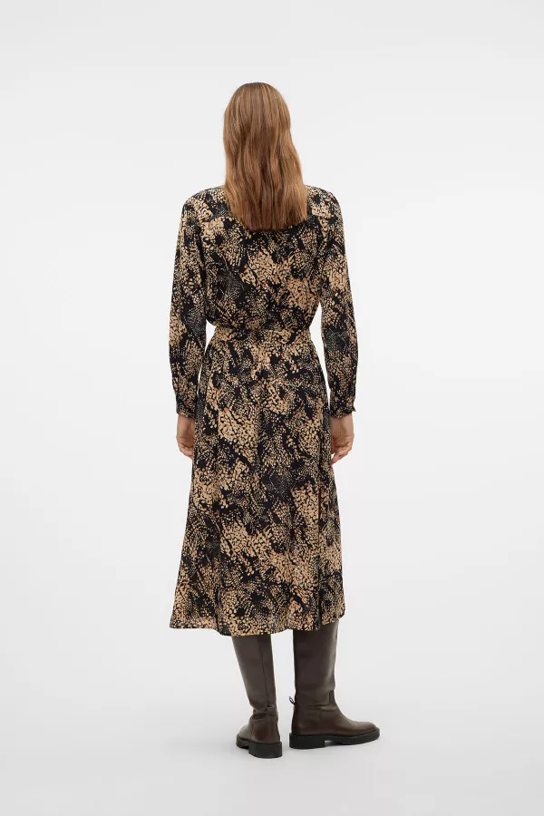 Robe longue imprimée animal avec ceinture à nouer Vero Moda