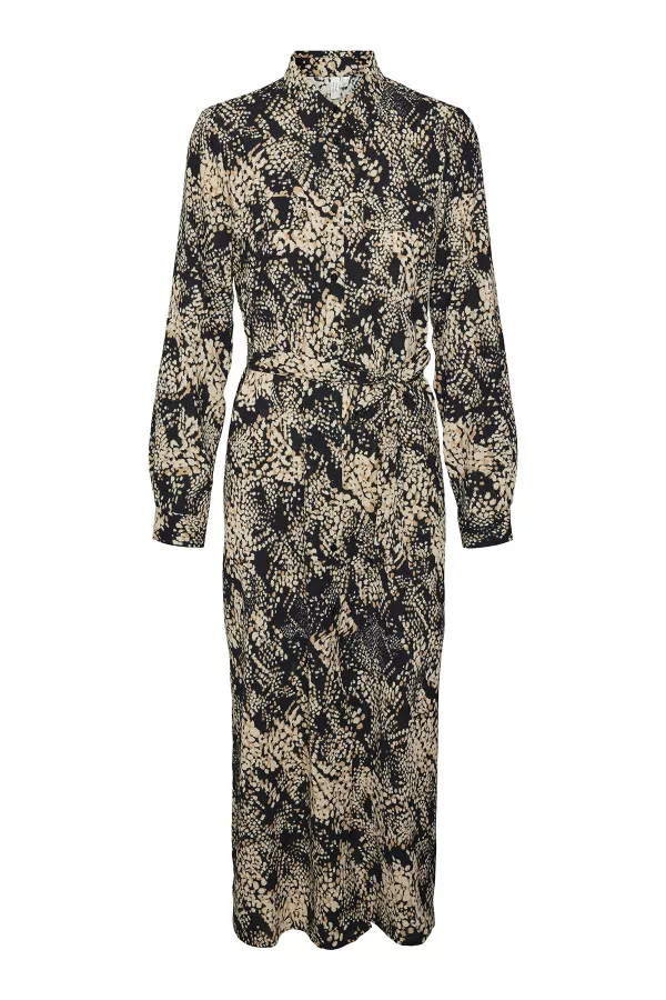 Robe longue imprimée animal avec ceinture à nouer Vero Moda