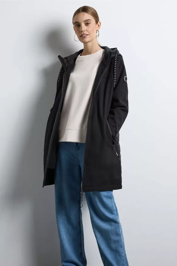 Parka mi-long uni bimatière Street One