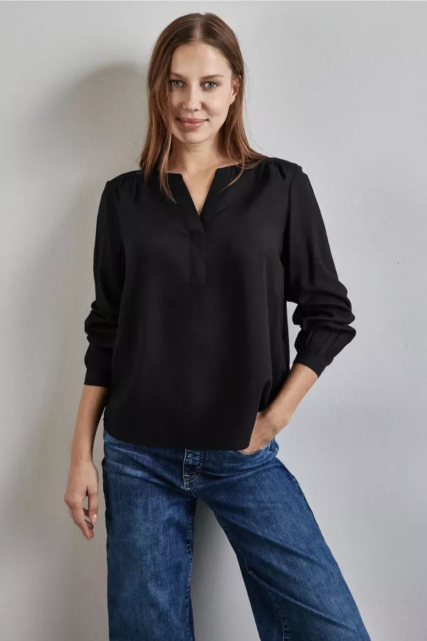 Blouse unie en matière naturelle Street One