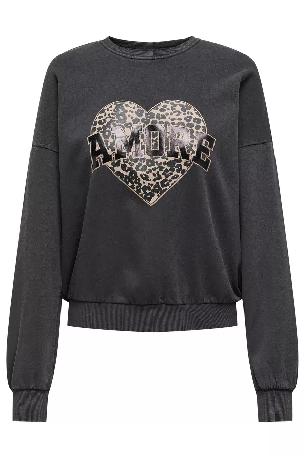 Sweat uni avec impression et applique Only