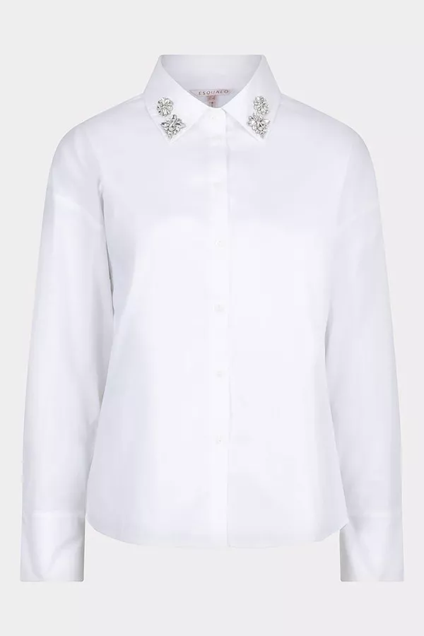 Chemise col avec strass en coton stretch Esqualo