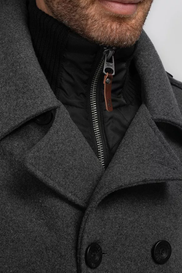 Manteau uni laineux Petrol