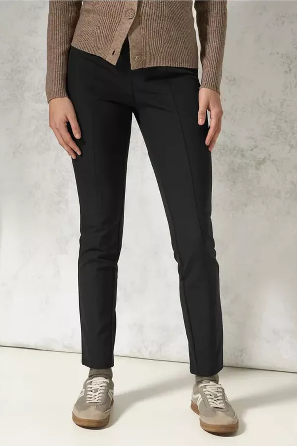 Pantalon uni avec taille élastiquée Cecil