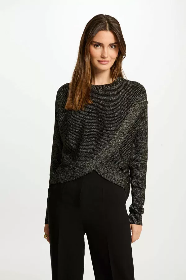 Pull uni manches longues avec lurex Morgan