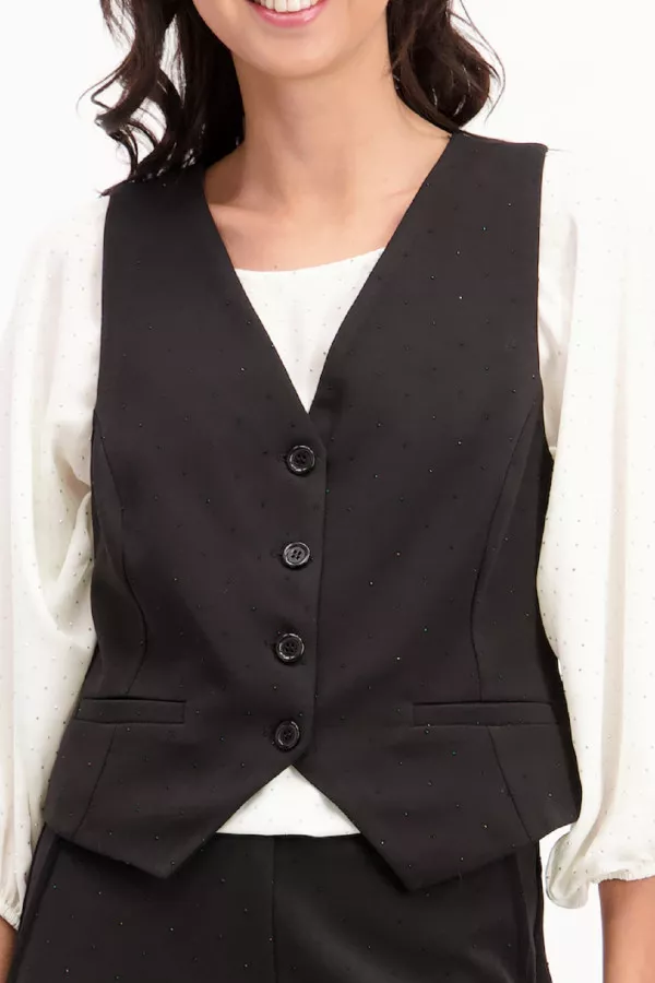 Gilet de costume sans manches avec strass ton sur ton Amélie & Amélie