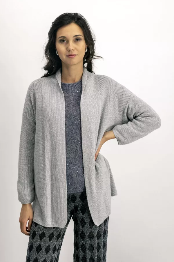 Cardigan uni modèle ouvert avec lurex Amélie & Amélie