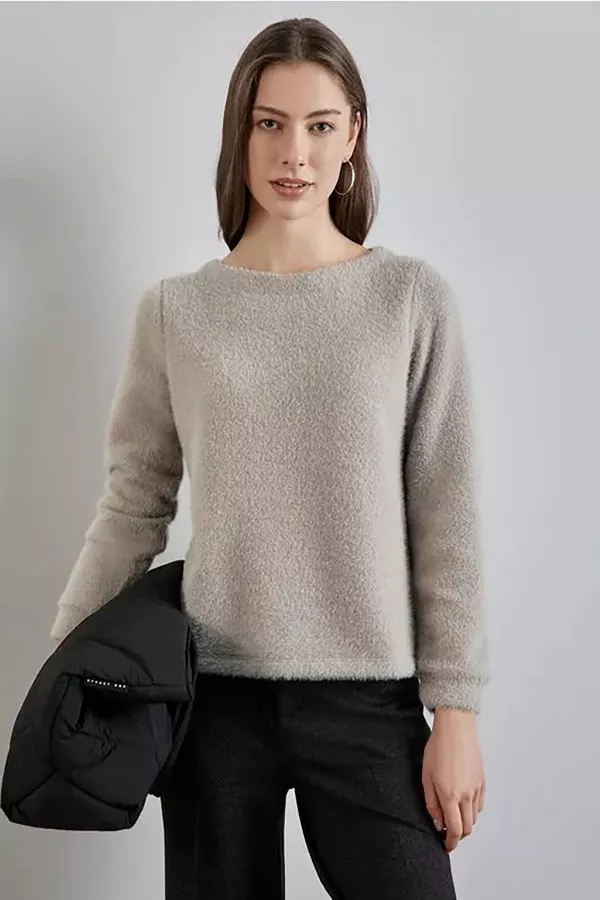 Pull uni manches longues en maille poilue Street One