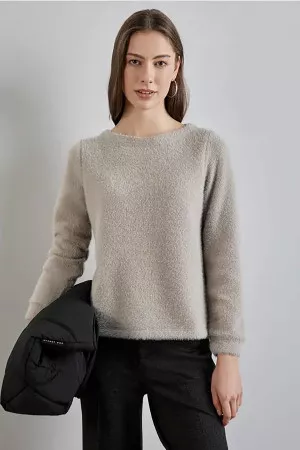 Pull uni manches longues en maille poilue Street One