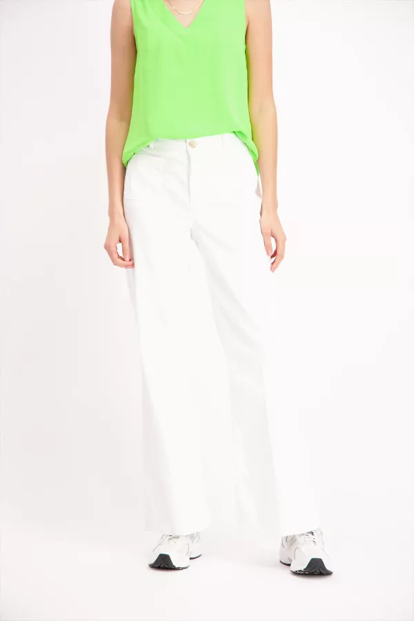 Pantalon uni en coton stretch Signe Nature