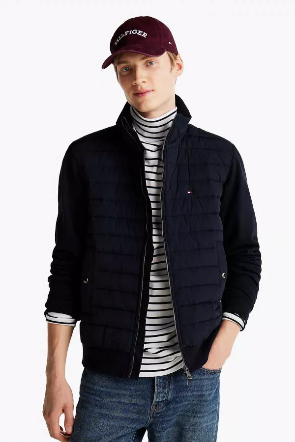 Cardigan uni bi-matière avec fermeture zippée Tommy Hilfiger